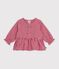 Blouse b&eacute;b&eacute; en coton manches longues &agrave; rayures rose/rose