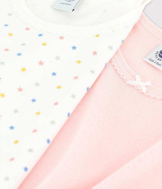 Lot de 2 t-shirts manches courtes mini étoiles petite fille en coton biologique variante 1