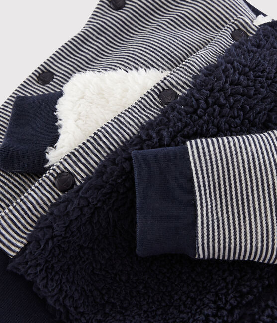 Omkeerbare cardigan babyjongen blauw SMOKING/wit MARSHMALLOW
