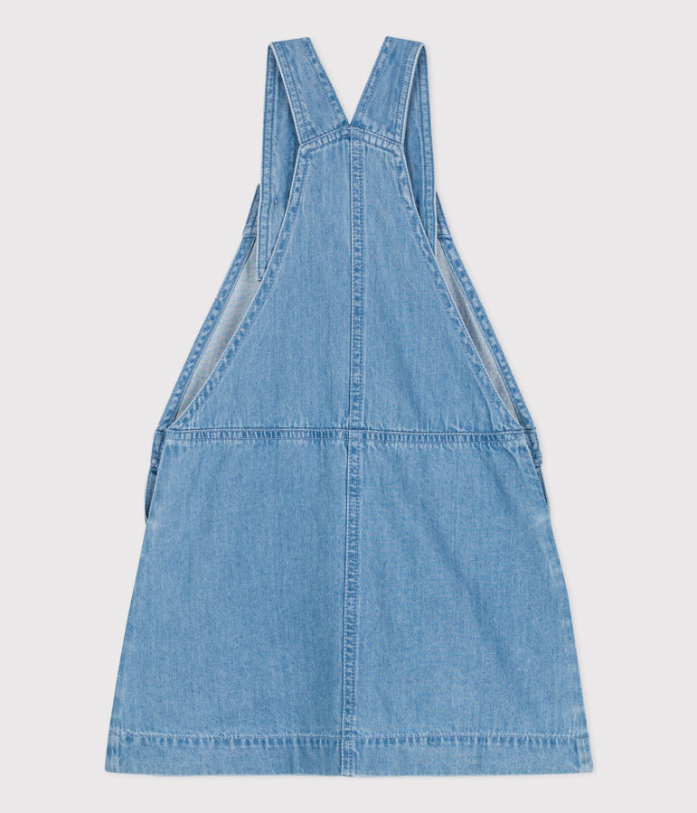Salopettejurk van licht denim voor meisjes blauw