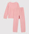 Pyjama rose petite fille motif bouquetins en velours rose