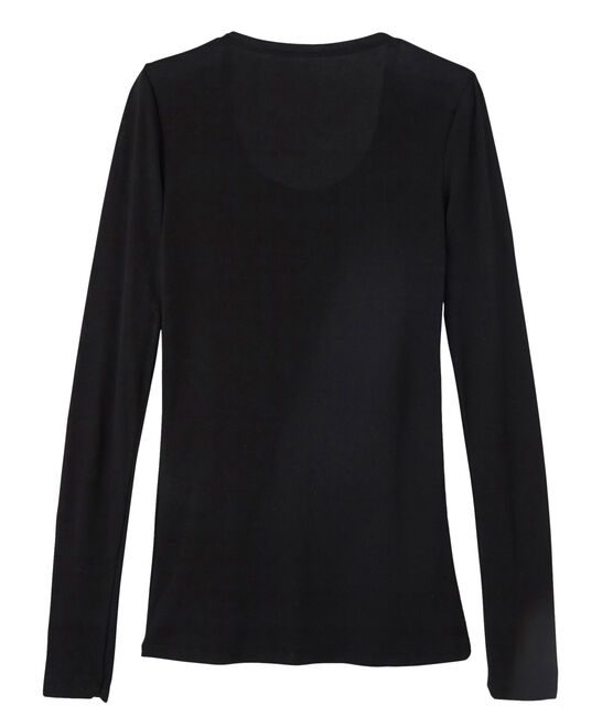 T-shirt met lange mouwen danserskraag vrouwen zwart NOIR