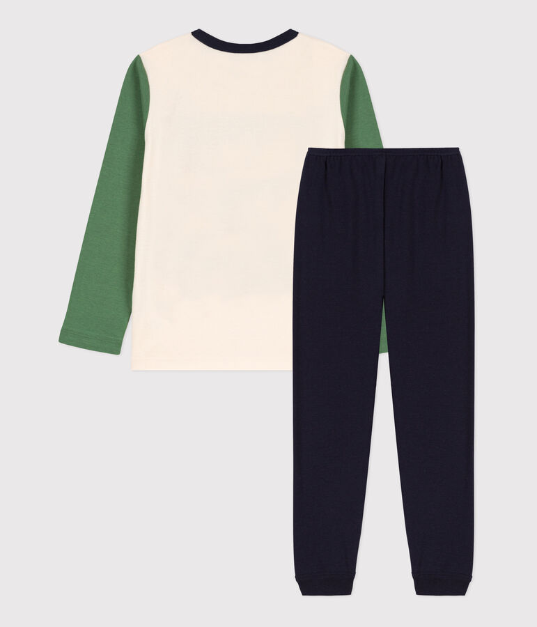 Katoenen pyjama voor kleine meisjes en jongens blauw SMOKING/wit MULTICO