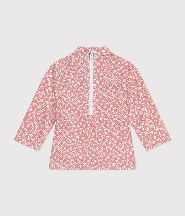 Zwemshirt met uv-bescherming voor baby's roze/wit