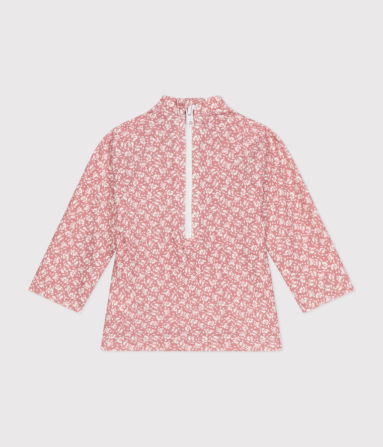 Tee shirt de bain anti UV b&eacute;b&eacute; rose/blanc