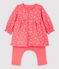 Robe legging à cerises bébé en tubique en coton biologique rose PEACHY/rose FLEUR