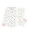 Meisjespyjama met hoge tailleband van dubbelzijdig jersey wit MARSHMALLOW/wit MULTICO