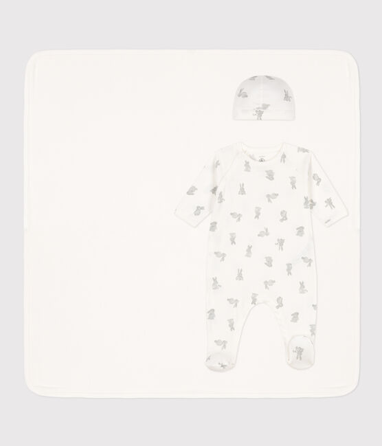 Lot 3 pièces en coton bébé blanc MARSHMALLOW/gris GRIS