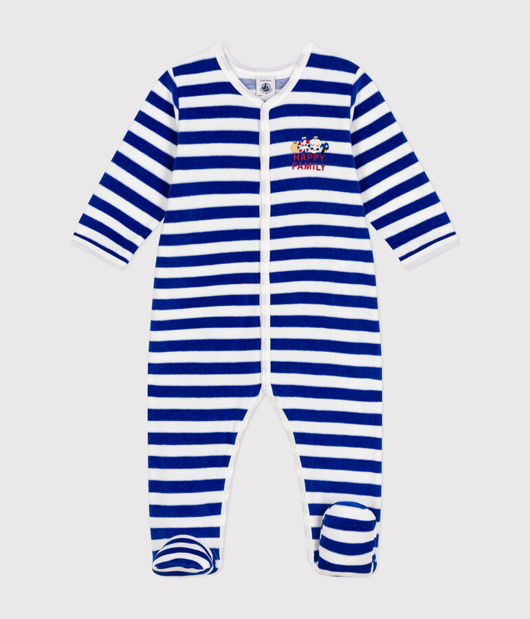 Pyjama de No&euml;l en velours b&eacute;b&eacute; bleu CALVIN/ MARSHMALLOW