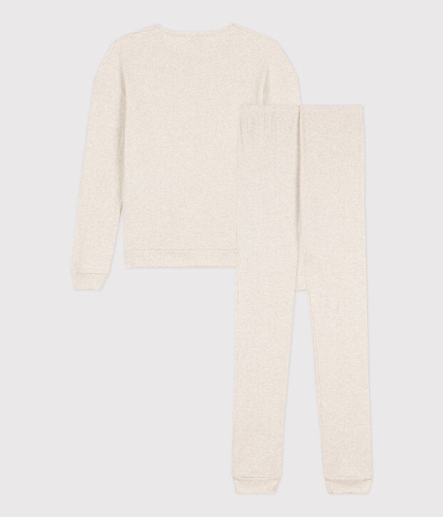 Pyjama femme en coton beige