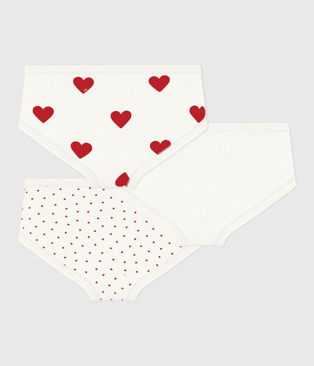 Lot de 3 culottes taille haute c&oelig;ur en coton enfant multicouleur