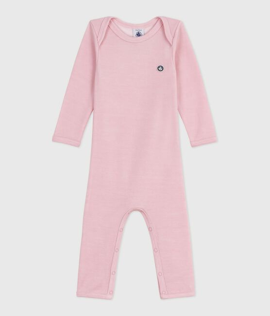 Body jambes longues bébé en laine et coton rose JOLI