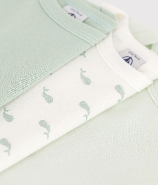Setje met drie katoenen body's met lange mouw en walvissenprint voor baby's variante 1
