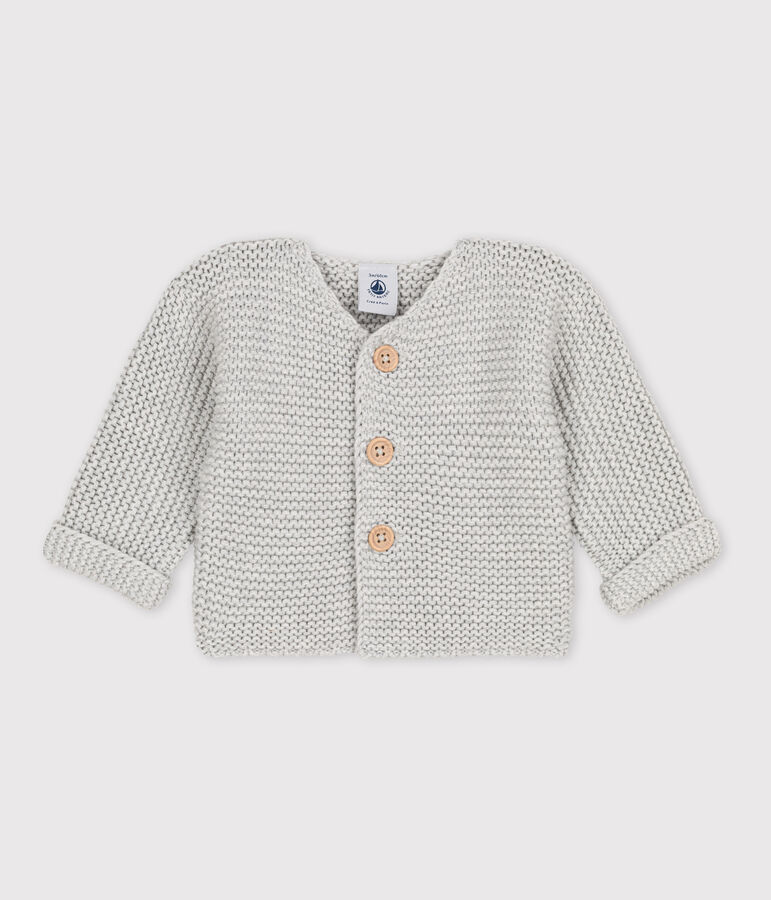 Gebreide uniseks babycardigan in ribbelsteek grijs BELUGA CHINE
