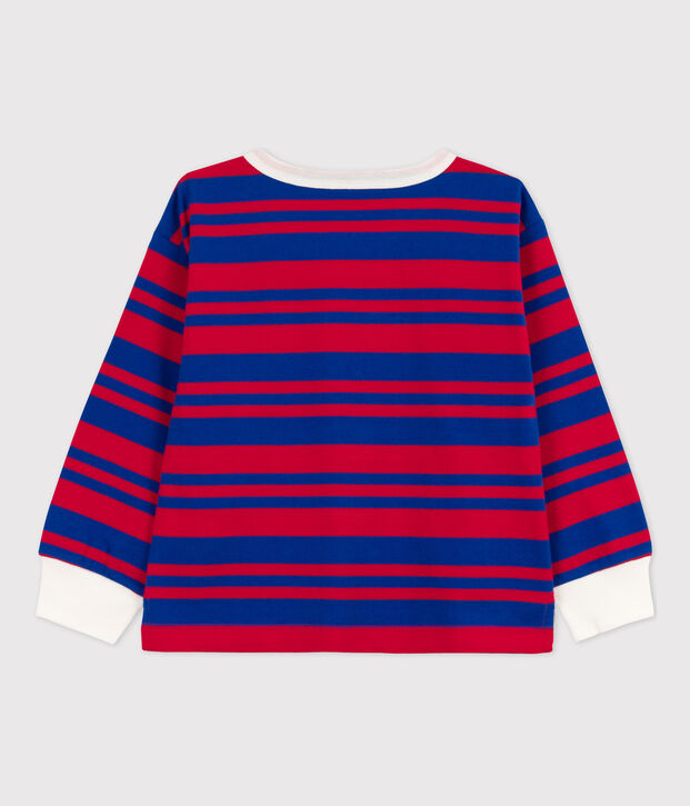 Gestreept T-shirt met lange mouwen voor jongens blauw/rood