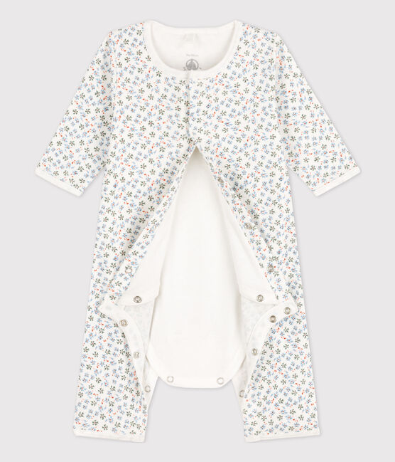 Bodyjama sans pieds imprimé bébé en coton blanc MARSHMALLOW/blanc MULTICO