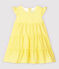 Gestreepte seersuckerjurk met korte mouwen voor babymeisjes geel SHINE/wit MARSHMALLOW