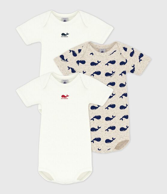 Lot de 3 bodies manches courtes baleines en coton variante 1