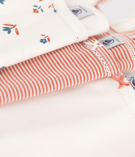 Lot de 3  chemises à bretelles fleur petite fille en coton variante 1