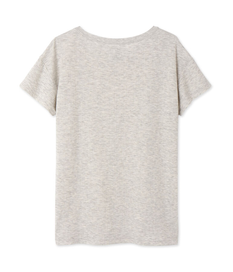 Oversized dames-T-shirt in ultradunne, gem&ecirc;leerde tubicstof grijs