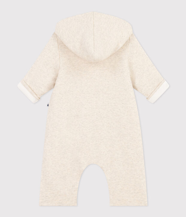 Combinaison longue ouatin&eacute;e &agrave; capuche en coton b&eacute;b&eacute; beige chin&eacute;