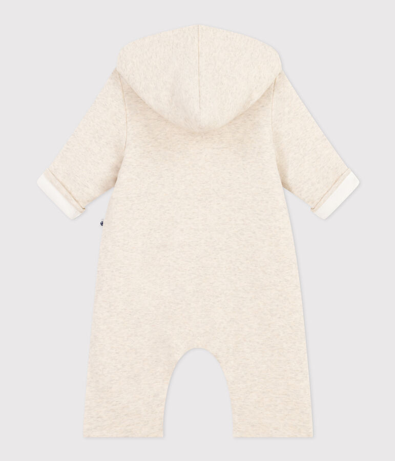 Combinaison longue ouatin&eacute;e &agrave; capuche en coton b&eacute;b&eacute; beige