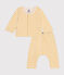 Tweedelige set van geruwde fleece voor baby's geel AVALANCHE/wit DAISY