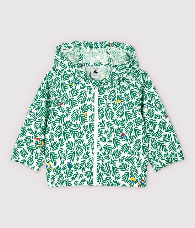 Windjack van gecoat tricot voor babyjongen wit/groen/multicouleur