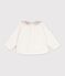 Effen katoenen sweatshirt met bedrukt kraagje voor baby's MILK