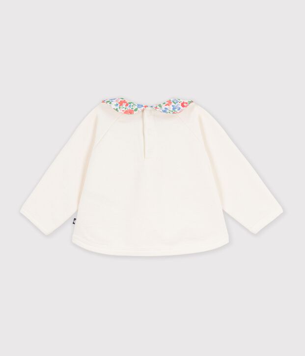 Effen katoenen sweatshirt met bedrukt kraagje voor baby's MILK