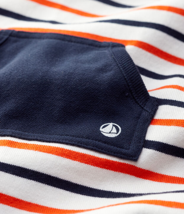 Combinaison en molleton b&eacute;b&eacute;. blanc/bleu/orange