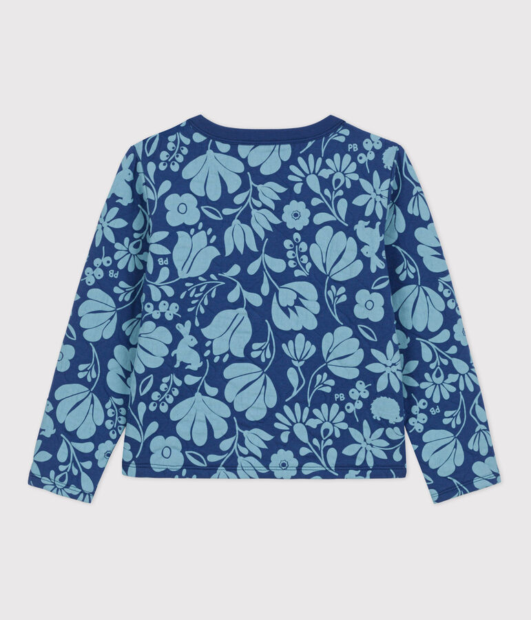 Vest in doorgestikte tubic met print voor meisjes blauw/blauw