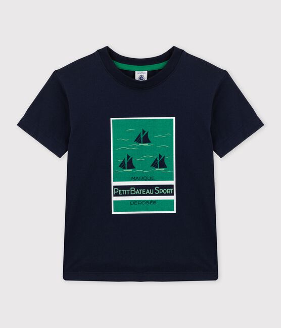 Tee-shirt manches courtes en jersey enfant garçon bleu SMOKING