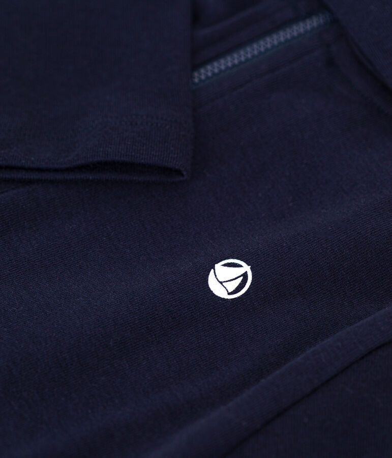 Sweatshirt met rits en kap van ribstof voor jongens blauw