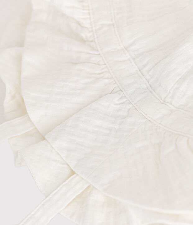 Effen zonnehoedje met dessin voor babymeisjes wit