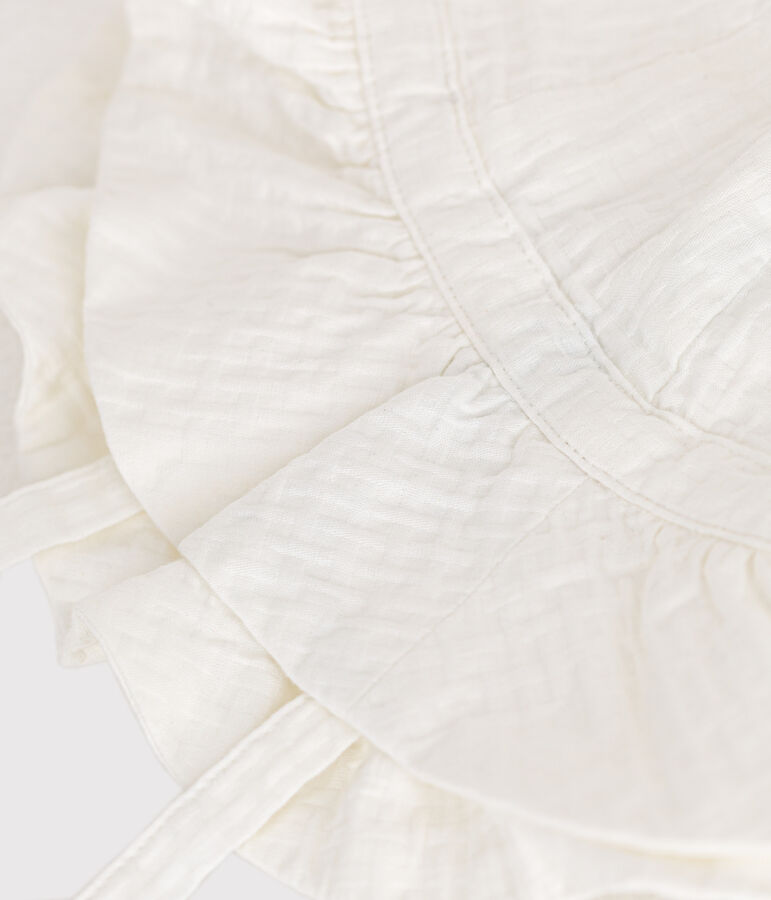 Capeline fa&ccedil;onn&eacute;e unie b&eacute;b&eacute; fille blanc