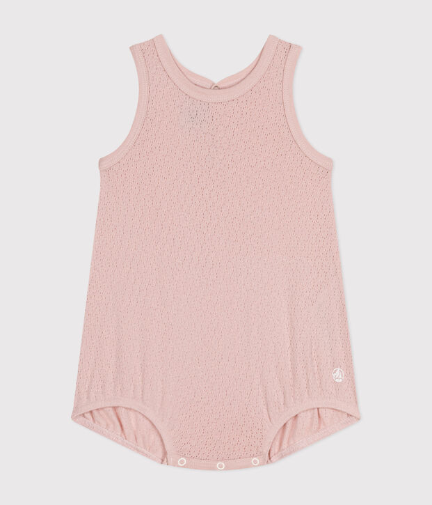 Korte playsuit van katoen voor baby's roze