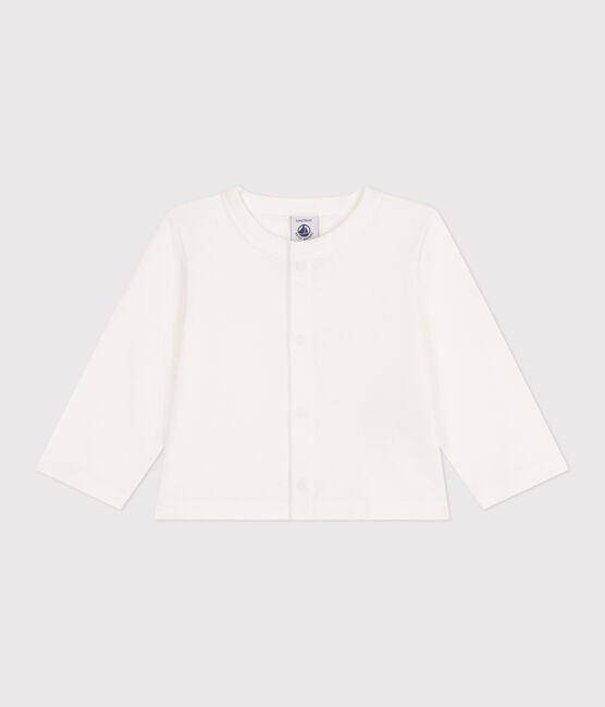 Effen katoenen babyvestje wit MARSHMALLOW