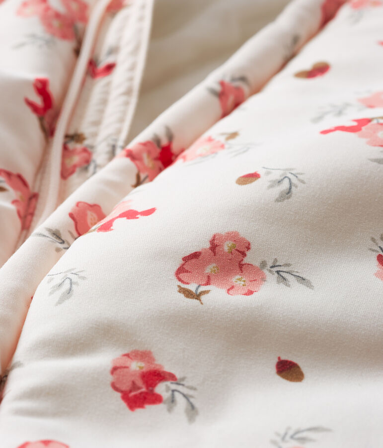 Combipilote microfibre imprim&eacute;e b&eacute;b&eacute; fille rose FLEUR/blanc MULTICO