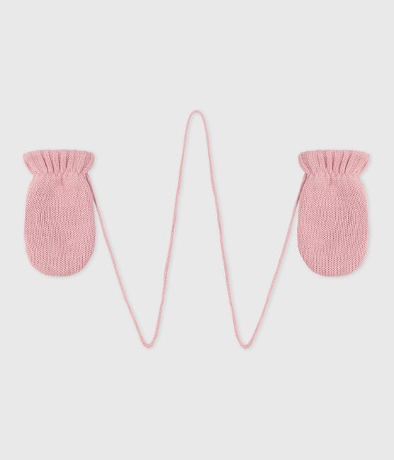 Moufles bébé en tricot doublé en polaire rose CHARME