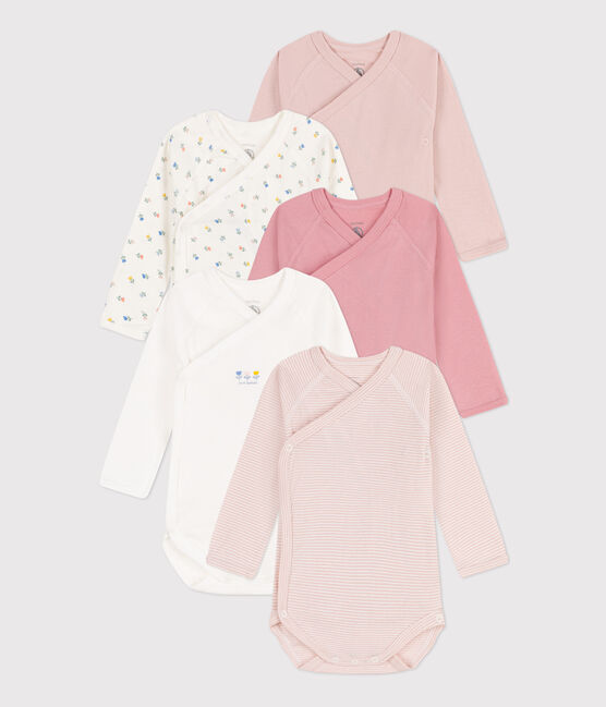 Set van 5 katoenen omslagbody's met lange mouwen en print variante 2
