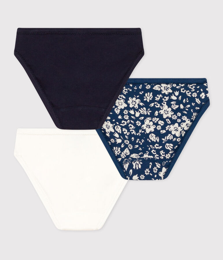 Set van 3 meisjesslips met bloemetje in katoen variante 1