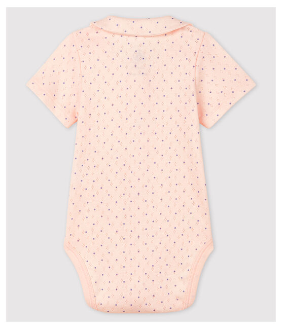Roze rompertje met korte mouwen van biologisch katoen voor babymeisjes roze FLEUR/blauw EDNA