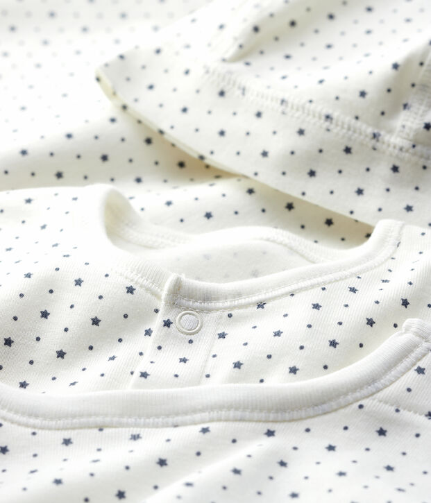 Witte geboortegeschenkdoos met sterretjes, van biologisch katoen multicouleur