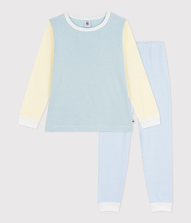 Katoenen kinderpyjama met strepen groen/multicouleur