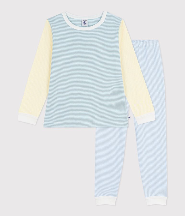 Katoenen kinderpyjama met strepen groen/multicouleur