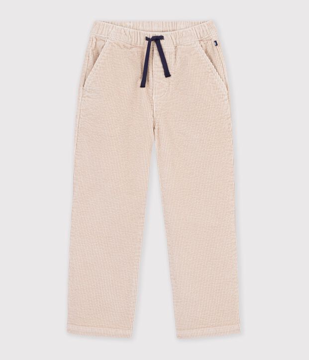 Pantalon droit enfant en velours beige clair