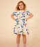 Robe imprimée manches courtes en coton enfant fille blanc MARSHMALLOW/blanc MULTICO