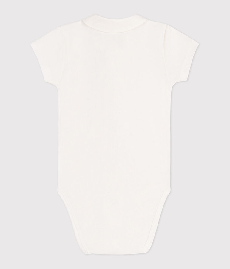 Katoenen body voor pasgeborenen met kraagje en korte mouwen wit