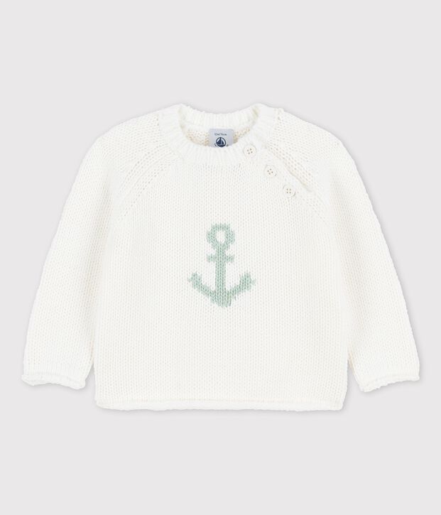 Pull marin avec motif ancre b&eacute;b&eacute; blanc/vert
